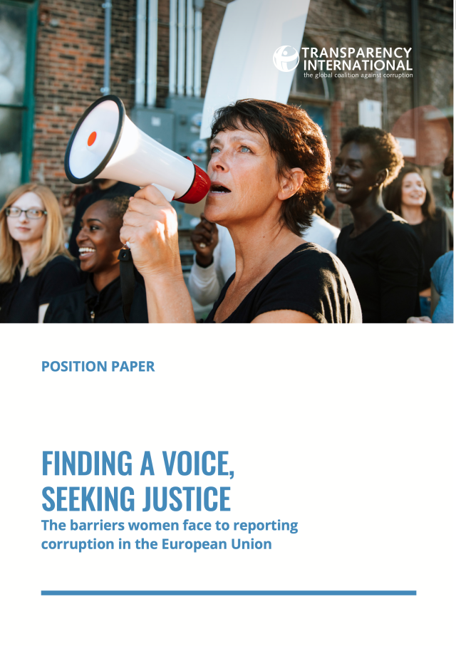FINDING A VOICE, SEEKING JUSTICE | The barriers women face to reporting corruption in the European Union